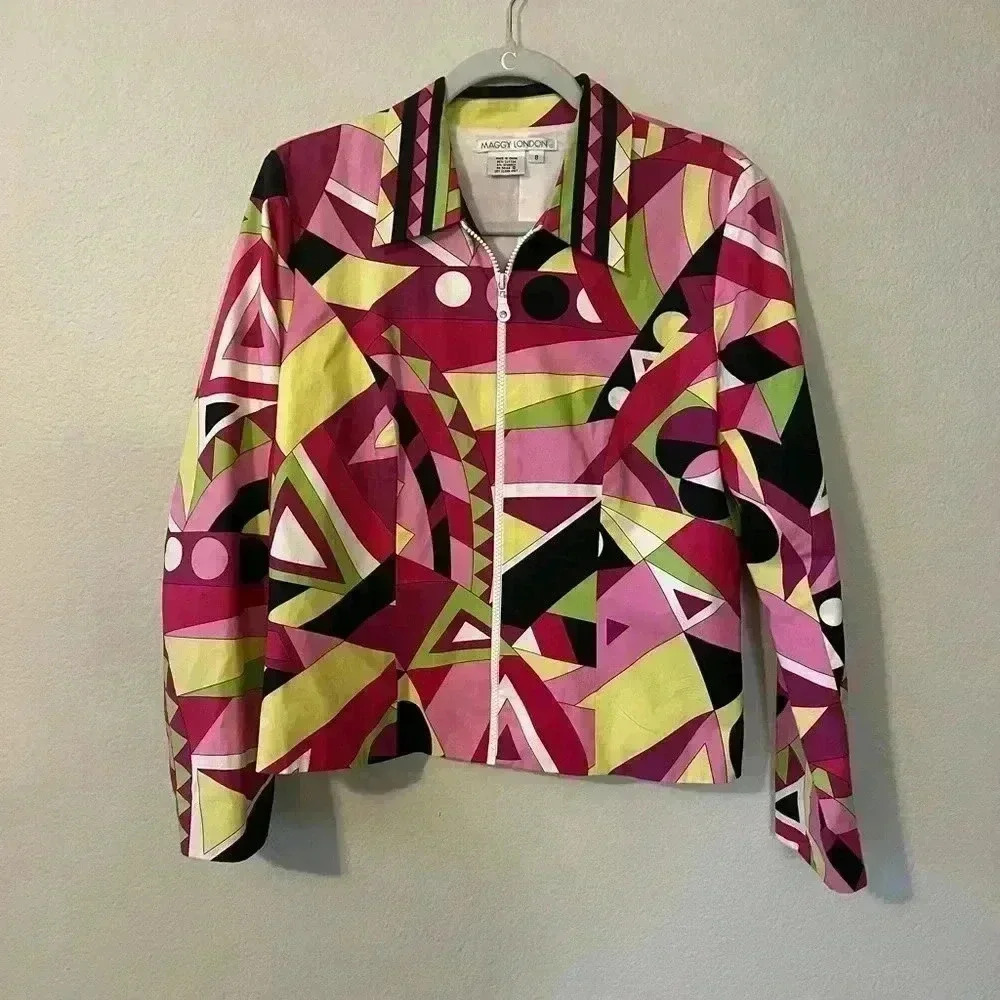 Maggy London Zipper Blazer Jacket Size 8